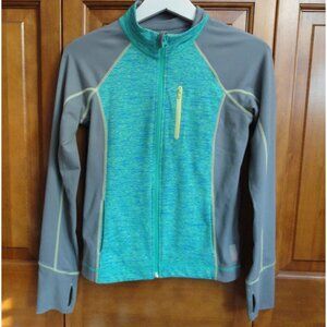 Zella Girl Grey & Teal Zip Up Sport Jacket - Girls Size 14/16